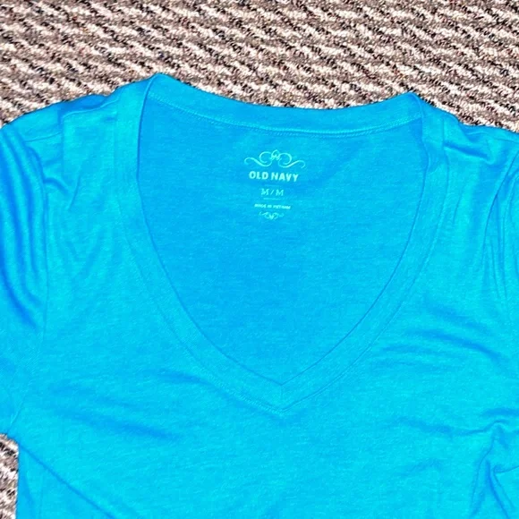 NEW old navy bright blue turquoise long sleeve v neck - Picture 4 of 5